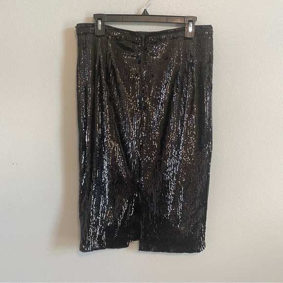 NWT BARDOT Australia Black Sequin Sparkle Midi Zip Pencil Skirt Size 10L - Picture 4 of 7